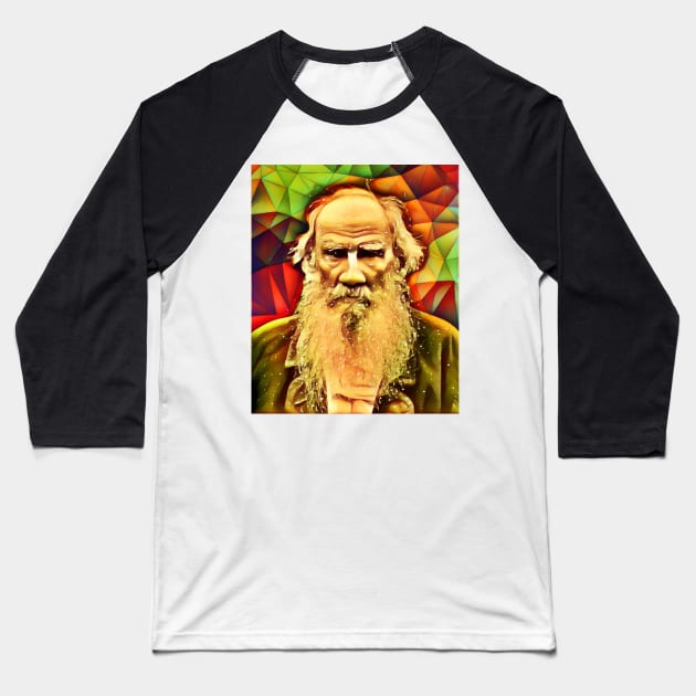 Leo Tolstoy Snow Portrait | Leo Tolstoy Artwork 9 Baseball T-Shirt by JustLit